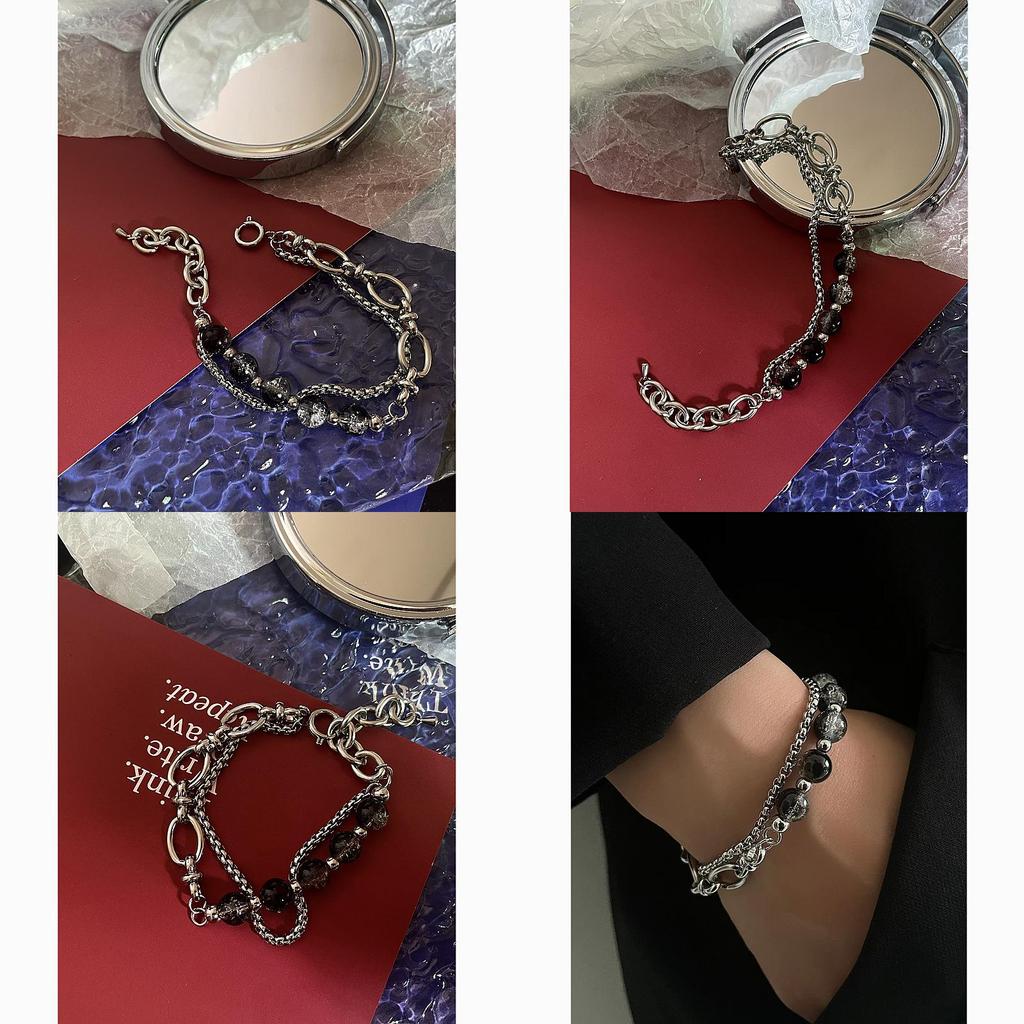 Титановая стальная цепочка-браслет для мужчин и женщин, ручная работа, геометрический дизайн, модный аксессуар