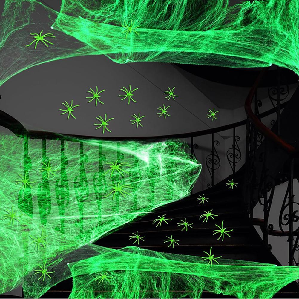 Spooky Party Decorations Glow In The Dark Webs Indoor Outdoor Use For Halloween Parties Glow In The Dark Decor