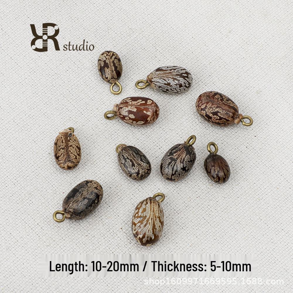 Natural Plant Seed Pendants: DIY Handmade Beaded Jewelry with Pine Cone and Acorn Materials for Necklaces and Earrings.