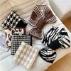 Korean-Style Houndstooth Scarf for Women - Thick, Warm, and Trendy for Autumn & Winter