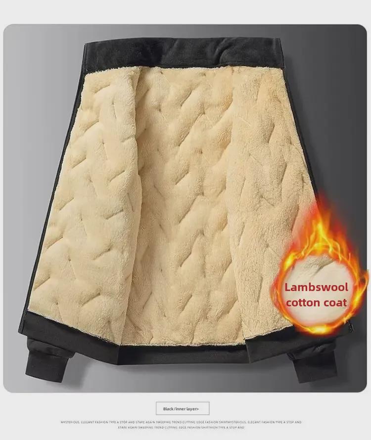 Men's Thick Lamb Fleece Winter Jacket for Middle-Aged Dads