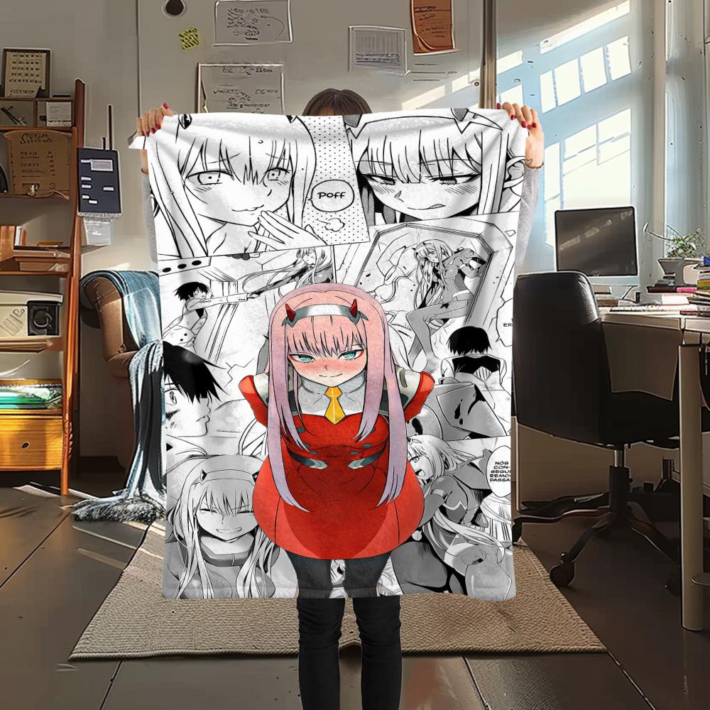 1 шт. Пледа из фланели с принтом Зеро Ту из DARLING in the FRANXX, Высокое качество, Для всех сезонов, Декор для дома, Тепло и уют, Идеально для рождественских подарков