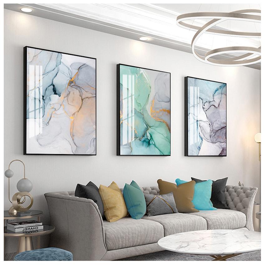 Настенные картины с геометрическим принтом, Декор для гостиной, постер, декоративный мрамор, абстрактная картина на холсте, алкогольные чернила, плакаты и принты, без рамки