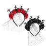 Lace Veil Rose Hair Hoop Gothic Halloween Flower Crown  Halloween Decor Gifts