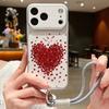 Кожаный чехол-шнурок с принтом сердечек для iPhone 18 Pro Max Гибридный ТПУ+ПУ Противоскользящая мягкая крышка для iPhone 17 16 15 14 13 Pro Max