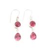 Natural Pink Tourmaline Silver 925 Sterling Silver Jewelry Handmade Earrings1.8" EE-142-13