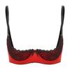 Women Plus Size Lace Trim Underwire 1/4 Cup Open Front Bra Top Push Up Shelf Balconette Brassiere Corset Underwear