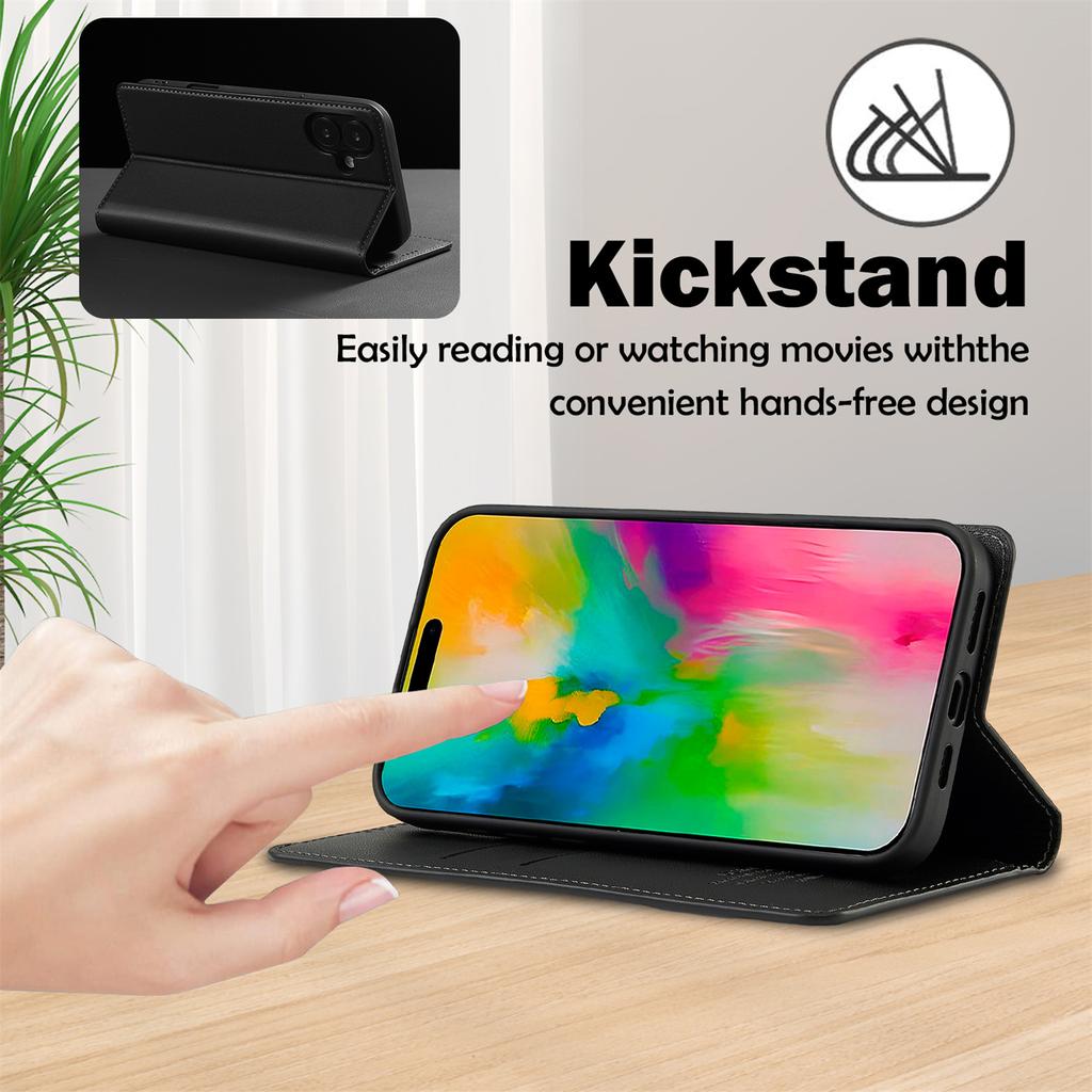 LC.IMEEKE L1 Series for iPhone 17 Case PU Leather Wallet Stand Protective Phone Cover