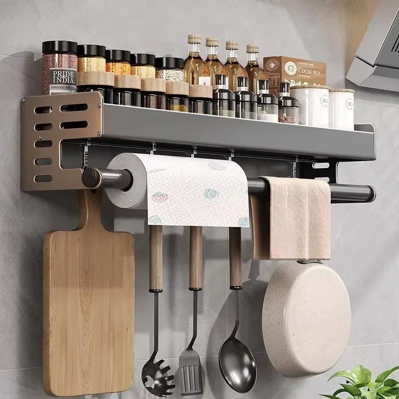 50CM Kitchen Storage Rack Seasoning Rack Wall-Mounted Condiment Multi-Functional Household Kitchen Organizer Storage Rack