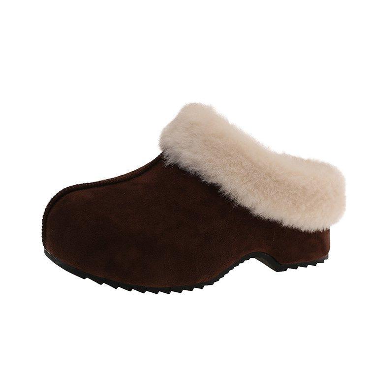 Frosted Skin with Thick Bottom and Increased Height by 7cm, Mango Head, Baotou, Half Drag, Female Winter Plush, Burken, Lazy, Fluffy Retro