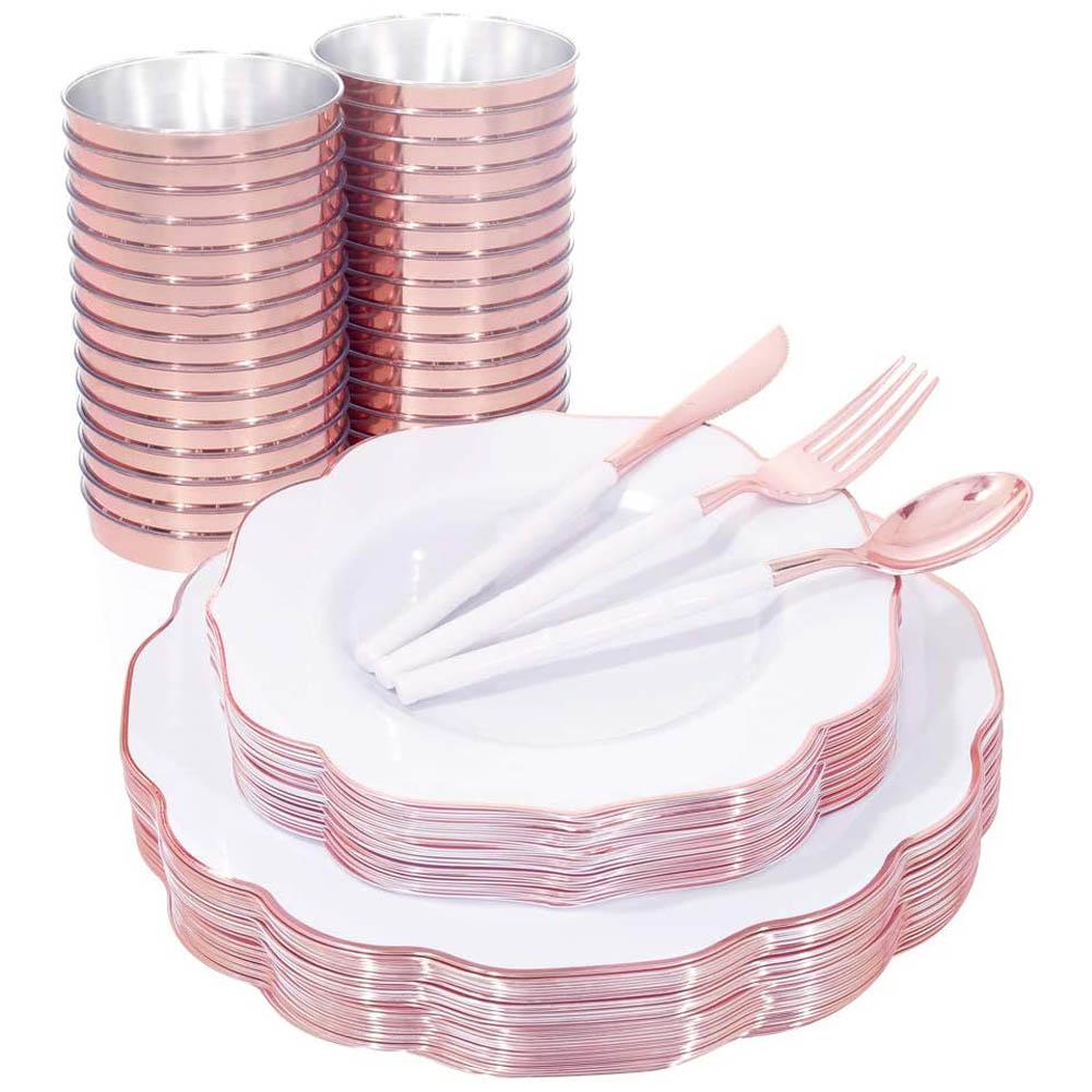 10 персон 60 шт одноразовые столовые приборы бронзирование кружево пластик тарелка чашка столовое серебро комбинированный набор день рождения свадьба вечеринка принадлежности