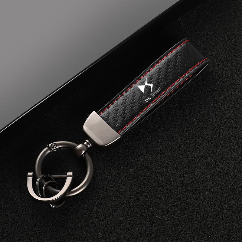 Кожаный брелок для ключей автомобиля Пряжка-подкова Украшение для DS DS3 DS4 DS4S DS5 5LS с логотипом Автоаксессуары