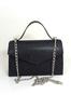 Women's Stylish and Useful Evening Dress Bag Women's Silvery Black Breasted Fabric Silver Chain Strap Evening Bag