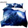 Wolf Duvet Cover Set 3D Animal Theme Bedding Set Retro Cool Wild Wolf Blue Sky Double Queen King Size Soft Polyester Qulit Cover