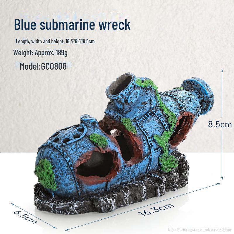 Декорация для аквариума в виде смоляного пиратского кораблекрушения с реалистичной детализацией