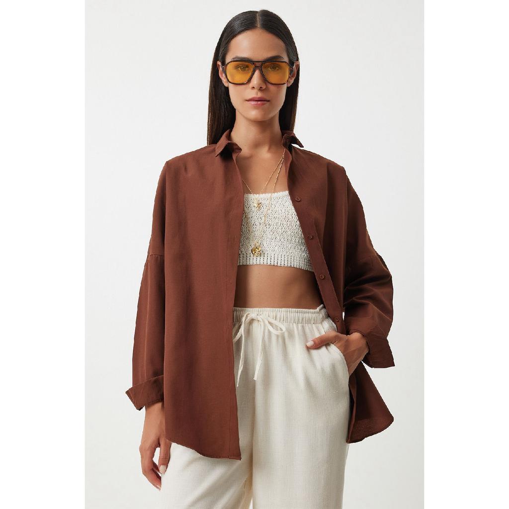 Базовая рубашка Oversize шоколадного цвета