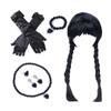 1 комплект костюмов для косплея Wednesday Addams, парики, ожерелье, серьги, браслет, перчатки, взрослые, детские платья, костюмы для вечеринки на Хэллоуин
