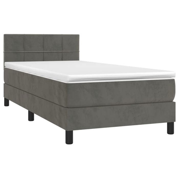 Maison Exclusive - Sommier à lattes de lit et matelas Gris foncé 90x190 cm Velours
