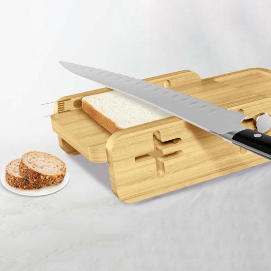 Деревянная хлеборезка с поддоном для крошек, регулируемая толщина, универсальный инструмент для нарезки домашнего хлеба