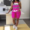 2025 New Sleeveless Fashion Suit Printed Thin Shorts Summer Casual Women's Clothing