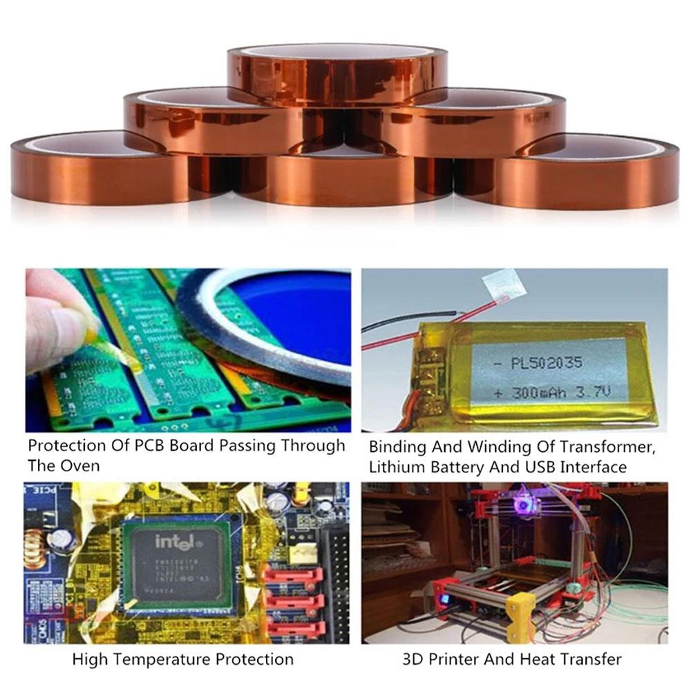 1PC 3mm Long Gold Finger High Temperature Resistant Tape Polyimide Tape Multi Size Pet Anti Static Lithium Battery Insulation Tape