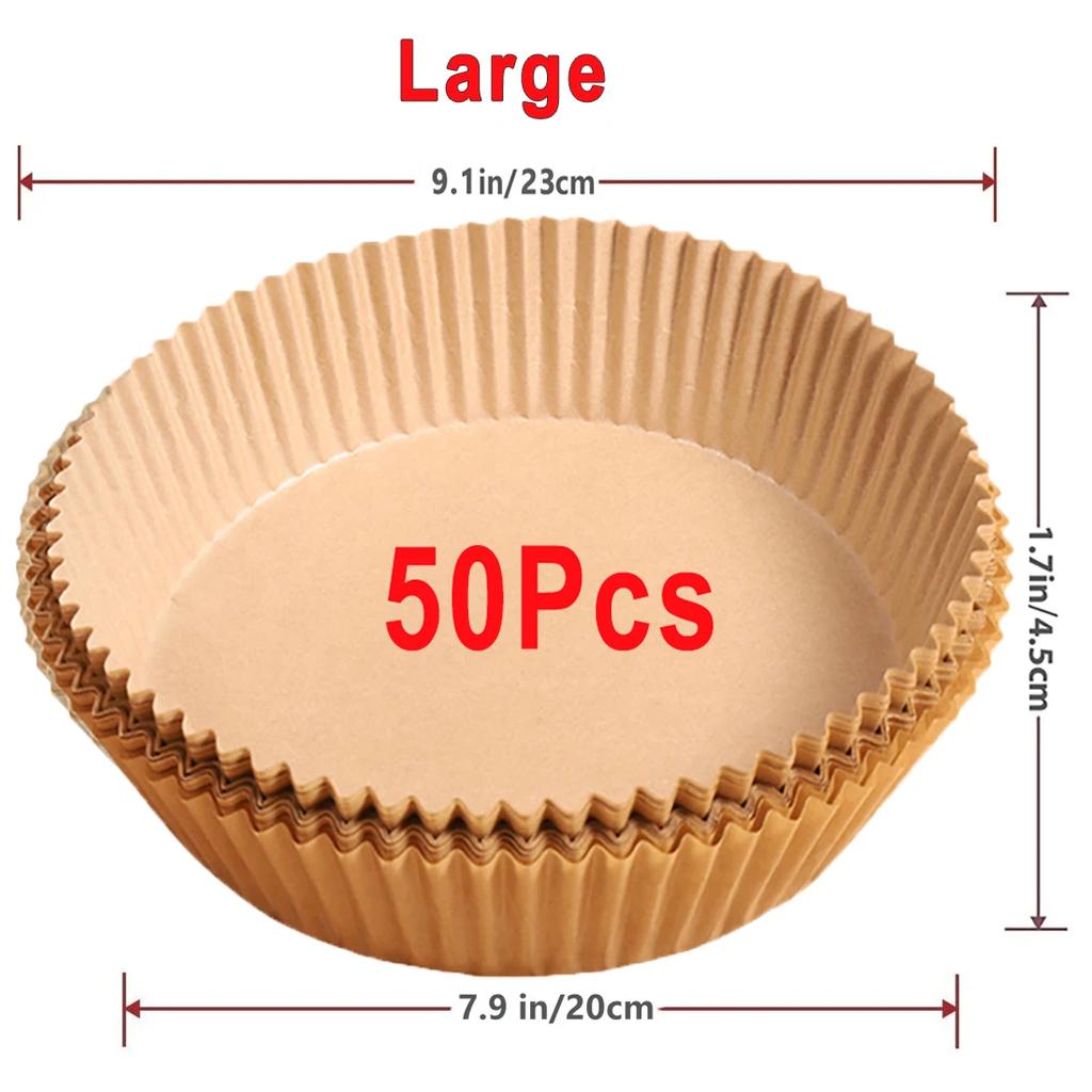 50/100 шт., одноразовая бумага для фритюрницы, антипригарная бумага для выпечки, круглые бумажные вкладыши для фритюрницы, бумажные кухонные аксессуары