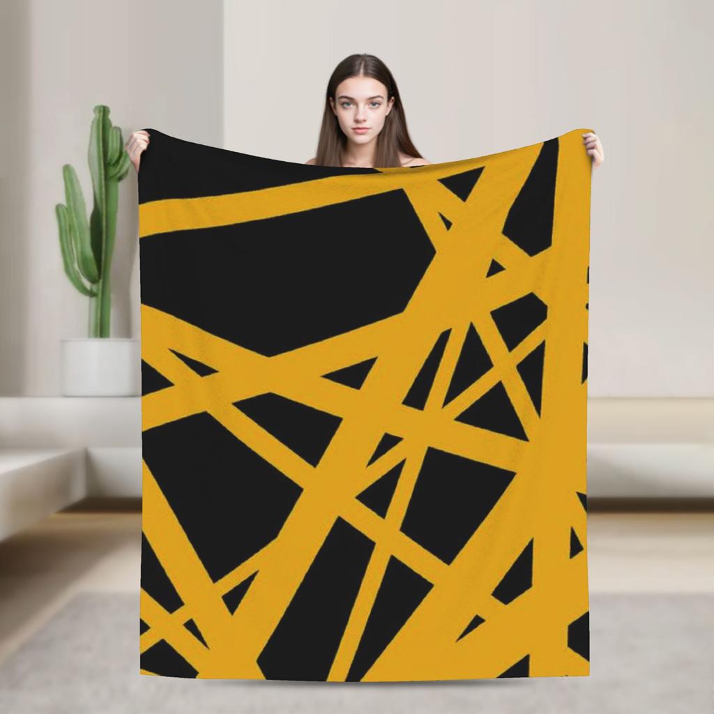 Warm Cozy Blankets Plane Travel Van Halen Blue Rock Stripes Throw Blanket Graphic  Bedspread For Sofa Home
