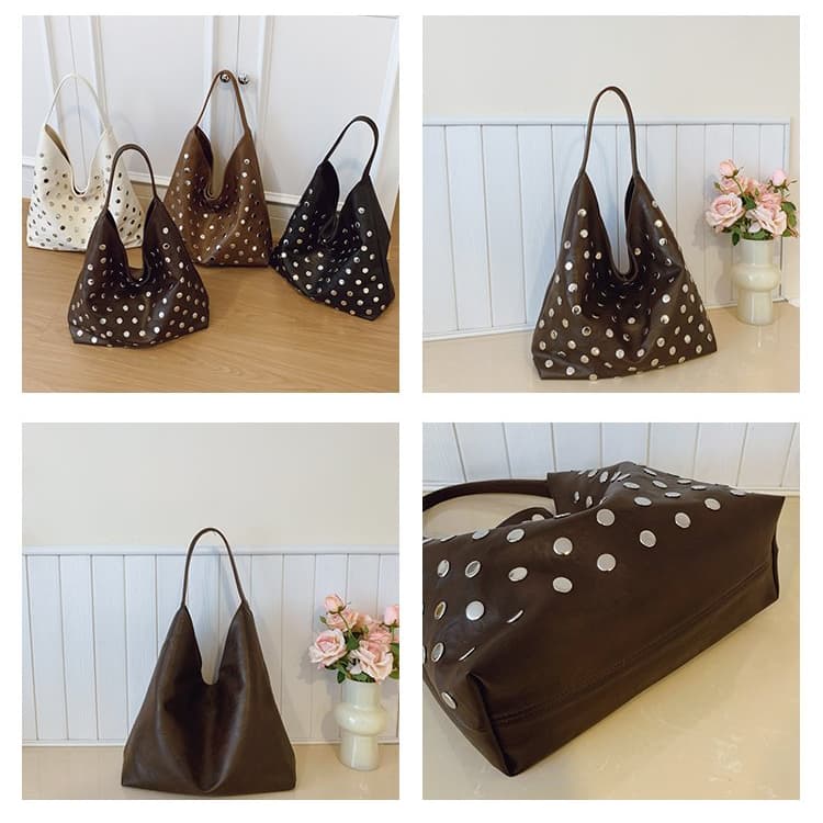 Женская металлическая сумка на плечо с принтом в горошек, сумка-тоут