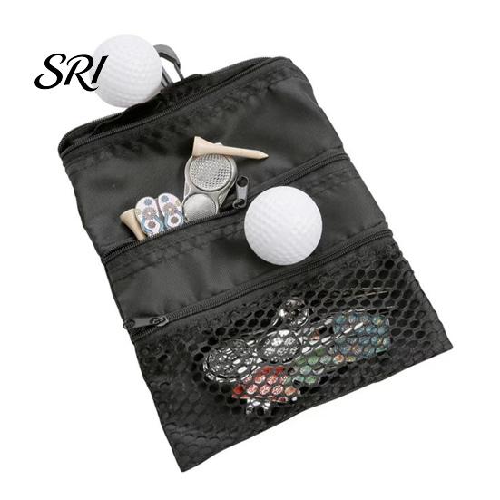 Golf Accessories Bag Ball with Waist Clip 3 Pockets Waterproof Nylon Pocket Tee Tools Organizer Pouch Holder Men Women Enthusiasts Gift Storage
