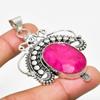 Ruby(Simulated) Gemstone Handmade 925 Silver Plated Jewelry Pendant 2.46"