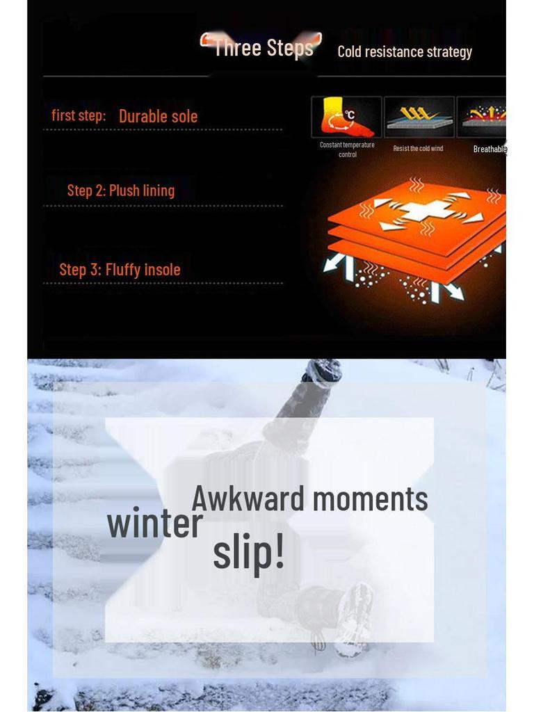 Унисекс Зимние Теплые Хлопковые Снежные Ботинки с Плюшевой Подкладкой - Полиуретановые Сапоги до Колена, Доступны Большие Размеры