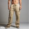 New Drawstring Elastic Waist Straight Pants Solid Color Breathable Casual Sweatpants Loose Workwear Pants For Men