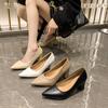 French Temperament Pointed Thick Heel Single Shoes Women's Spring and Autumn New Versatile Light Mouth Soft Leather Professional Commuter High Heels