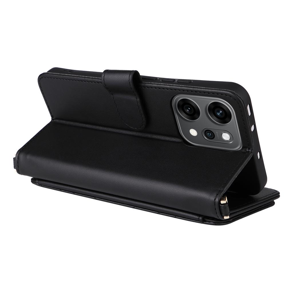 Для Oppo Reno14 Pro 5G (Глобальный) Чехол с плечевым/кистевым ремешком Кожаный чехол для телефона Подставка Кошелек