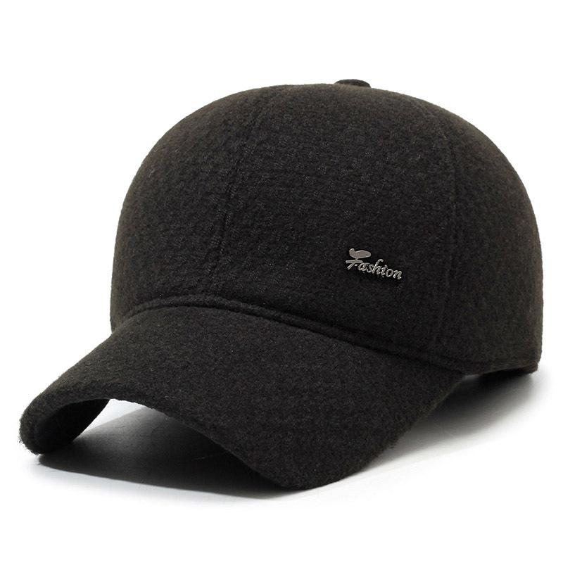 Middle-Aged And Elderly Woolen Baseball Cap Men'S Winter Casual Thickened Warm Cotton Hat Outdoor Riding Cap