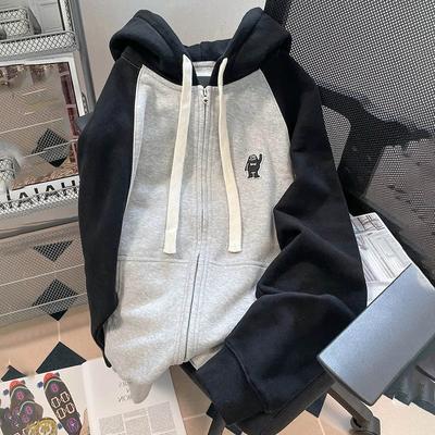 Куртка большого размера с капюшоном, женская куртка на молнии с большими карманами, свитер с длинными рукавами, повседневное и удобное спортивное пальто