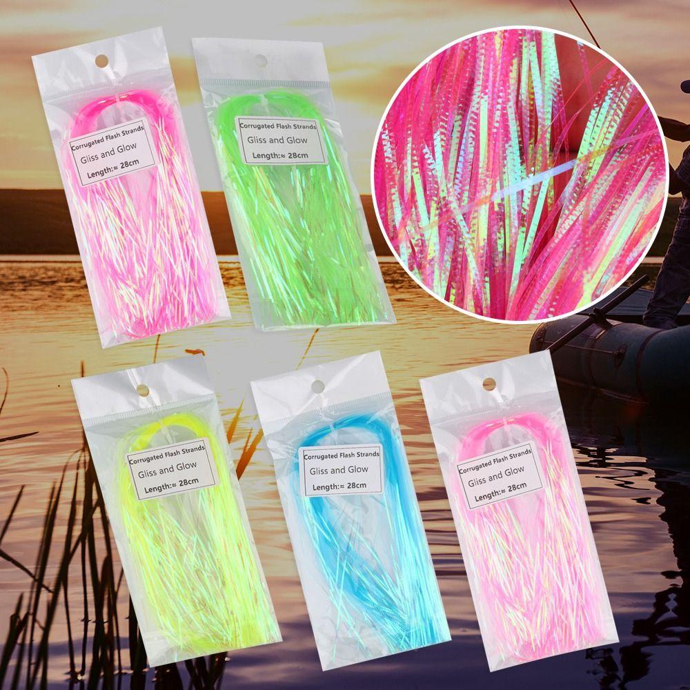 2Pcs Flies Tying Strands Gliss Simulates Fish Scale Corrugated Flash Tinsel Glow