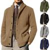 Men Knitted Coat Lapel Long Sleeve Pockets Thickened Cardigan Sweater Men Autumn Solid Buttons Placket Knitted Coat for Work