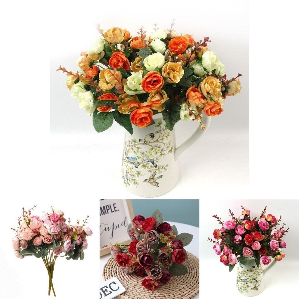 Потрясающий букет из 21 искусственной шелковой розы для элегантного домашнего декора