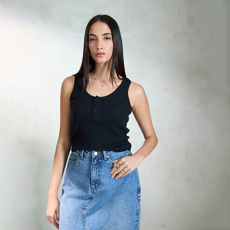 Virgio Женский укороченный топ без рукавов Slim Fit Scoop