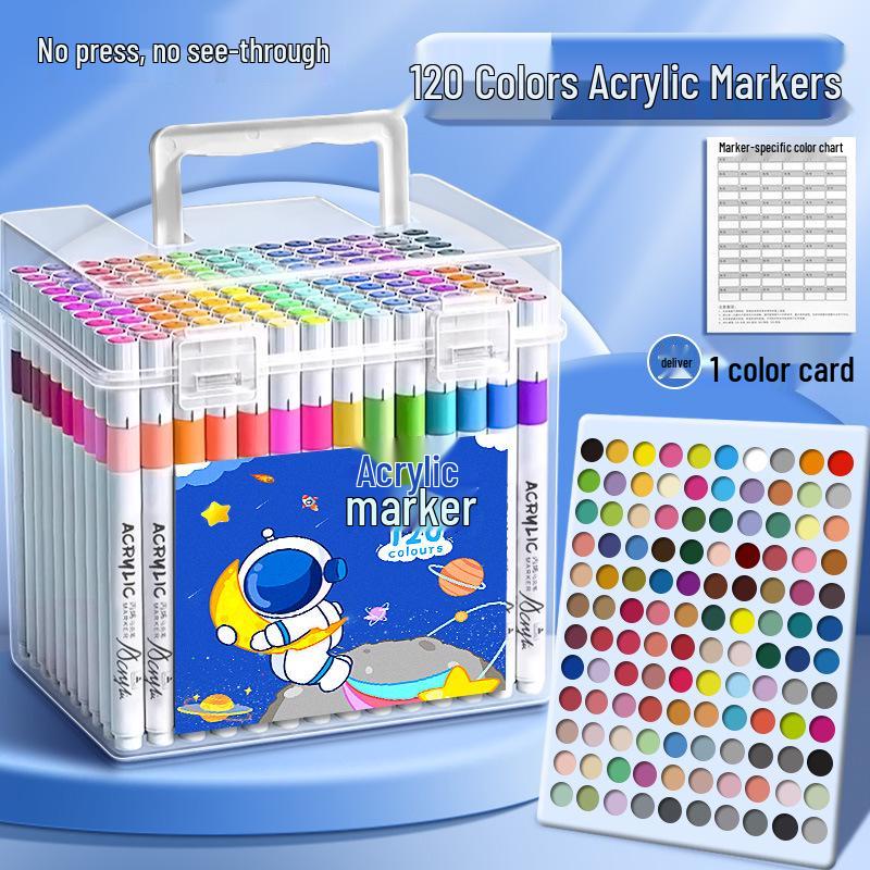 Набор акриловых маркеров - 120 цветов, непрозрачные и смываемые, идеально подходит для художественных проектов учеников начальной и средней школы