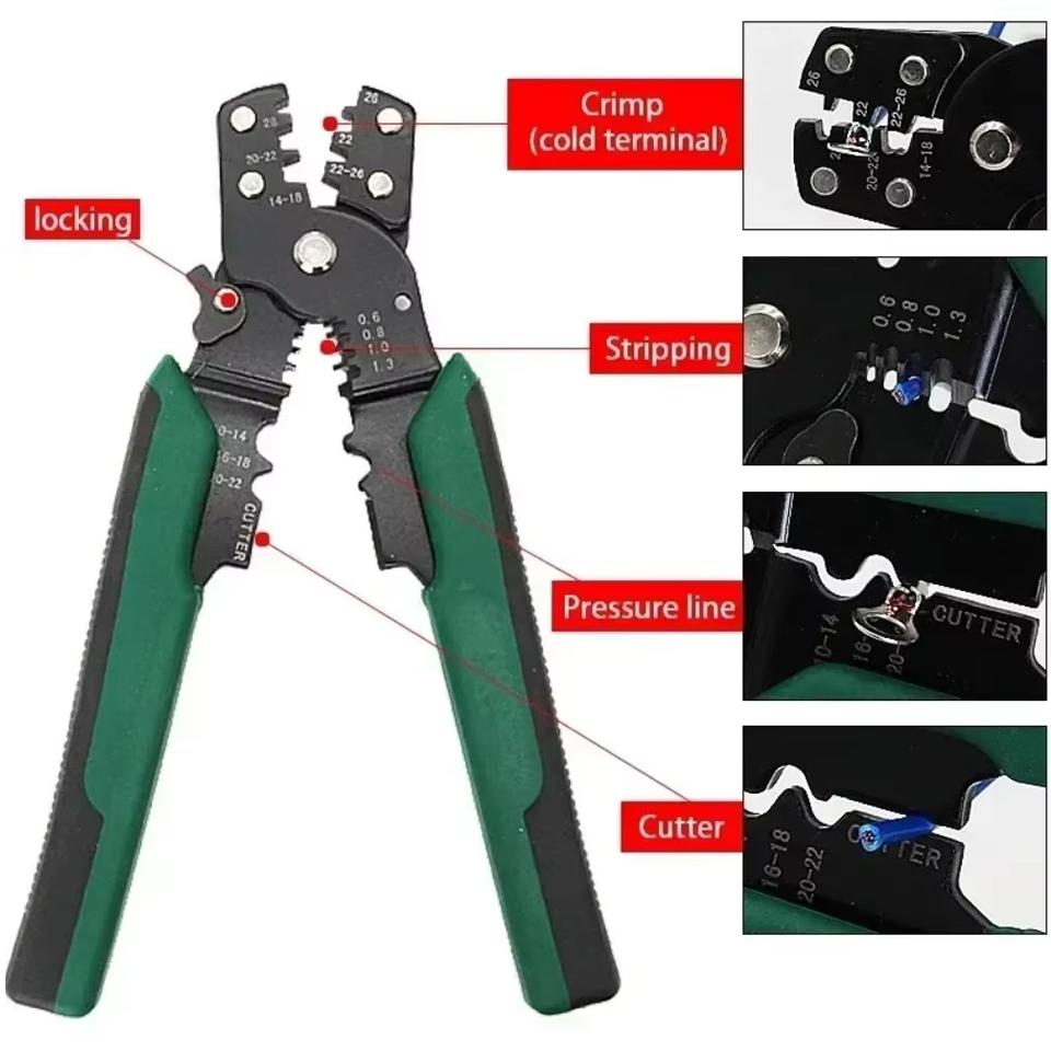 Spade Crimp Terminal Connector Kit with 4-in-1 Stripper DIY Wire Connector Connector Kit Industrial Electrical Connectors