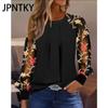 JPNTKY Women's Fashion Casual Spring Autumn Long Sleeve O-Neck Blouses & Shirts