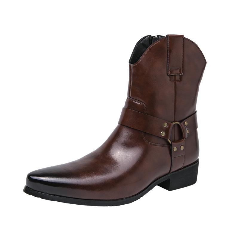 Luxury Brand Men's Autumn Pointed Side Zipper Comfortable Short Boots Fashionable Men's Comfortable Denim Boots High Top Boots