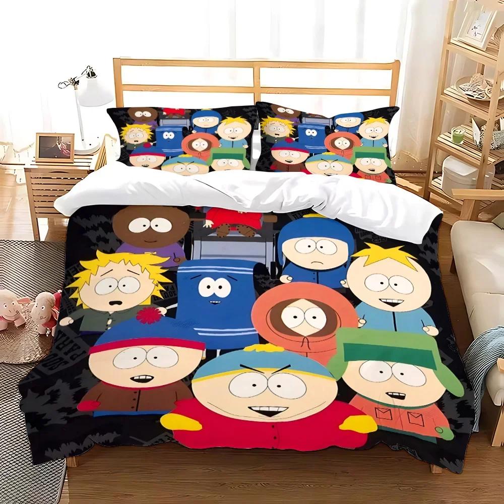 Пододеяльник S-South Park Наволочка Комплект постельного белья Взрослый Мальчик Девочка Украшение спальни Детский подарок Односпальный Двуспальный Большой размер
