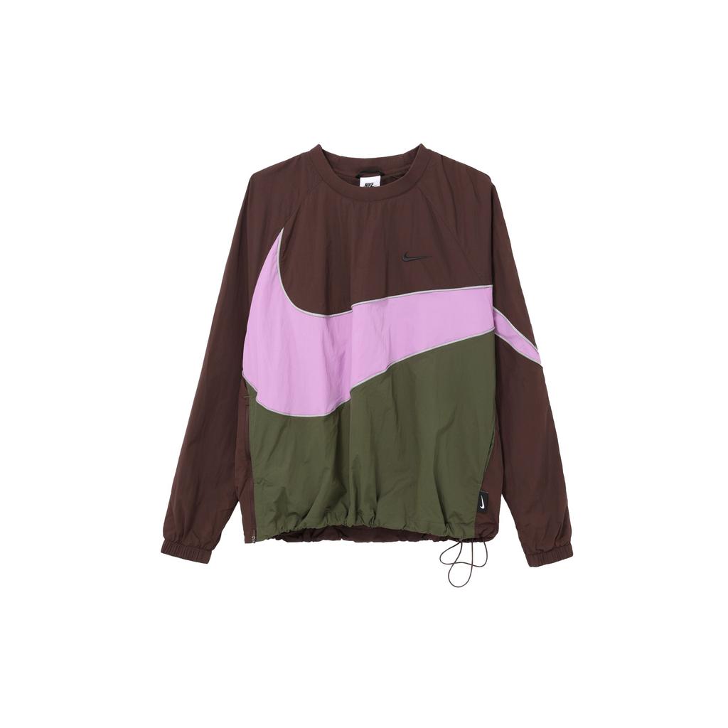 Nike Куртка Big Swoosh Woven V1 Earth/Rush Fuchsia/Cargo Khaki для мужчин в уличном стиле DX0661-227