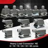 HE Rectangular Heavy Duty Connector 6 10 16 24 36 48 Pins Core Waterproof Aviation Industrial Plug Socket Top Lateral Line 16A
