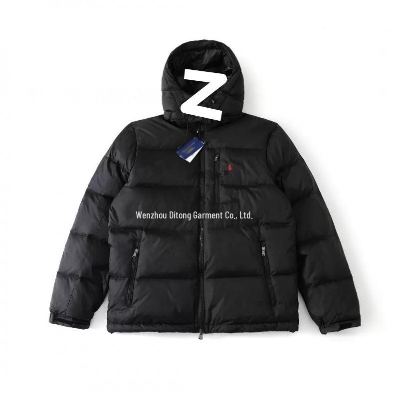 RL Военная лошадь Вышитая ветрозащитная водоотталкивающая пуховая куртка с капюшоном для мужчин и женщин