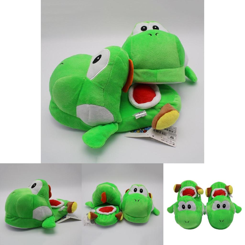 Cozy And Comfortable Nintendo Super Mario Brothers Yoshi Plush Slippers For Adults