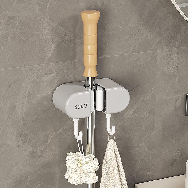 Настенный крючок без проколов: Крепкий держатель для швабры с клеевым слоем для хранения в ванной или на двери